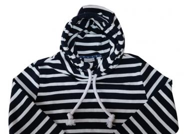 Kapuzenpullover "Sydney", blau/weiß gestreift