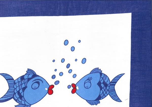 Nickituch Küssende Fische, 53 x 53 cm