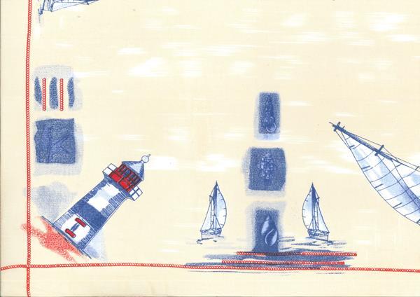 Nickituch Leuchtturm/Segelschiff, 53 x 53 cm