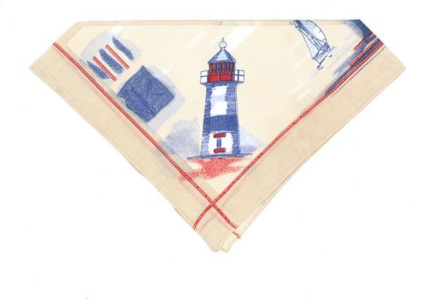 Nickituch Leuchtturm/Segelschiff, 53 x 53 cm