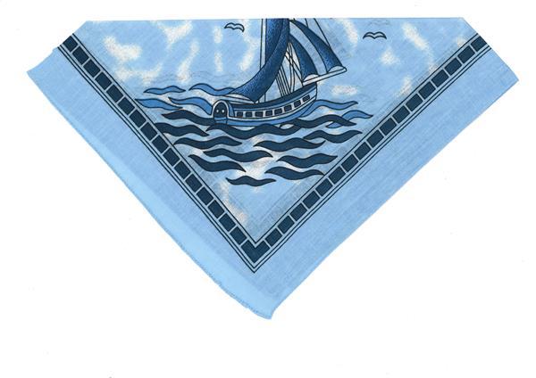 Nickituch Segelschiff hellblau, 53 x 53 cm