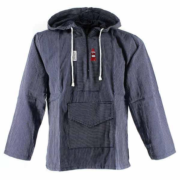 Kapuzenshirt, Stickerei "Leuchtturm", schmal gestreift