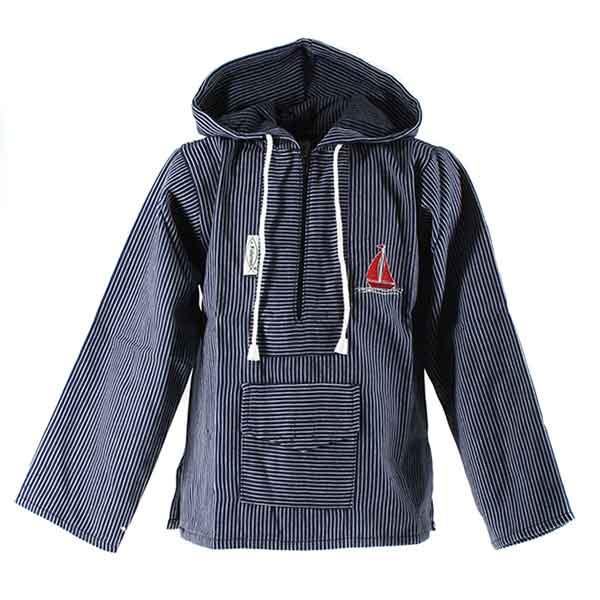 Kapuzenshirt, Stickerei "Segelboot", schmal gestreift