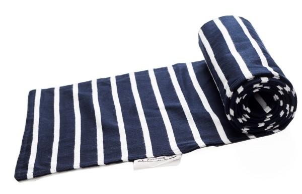 Schal in Single-Jersey-Qualität, 20 x 180 cm, dunkelblau/weiß gestreift